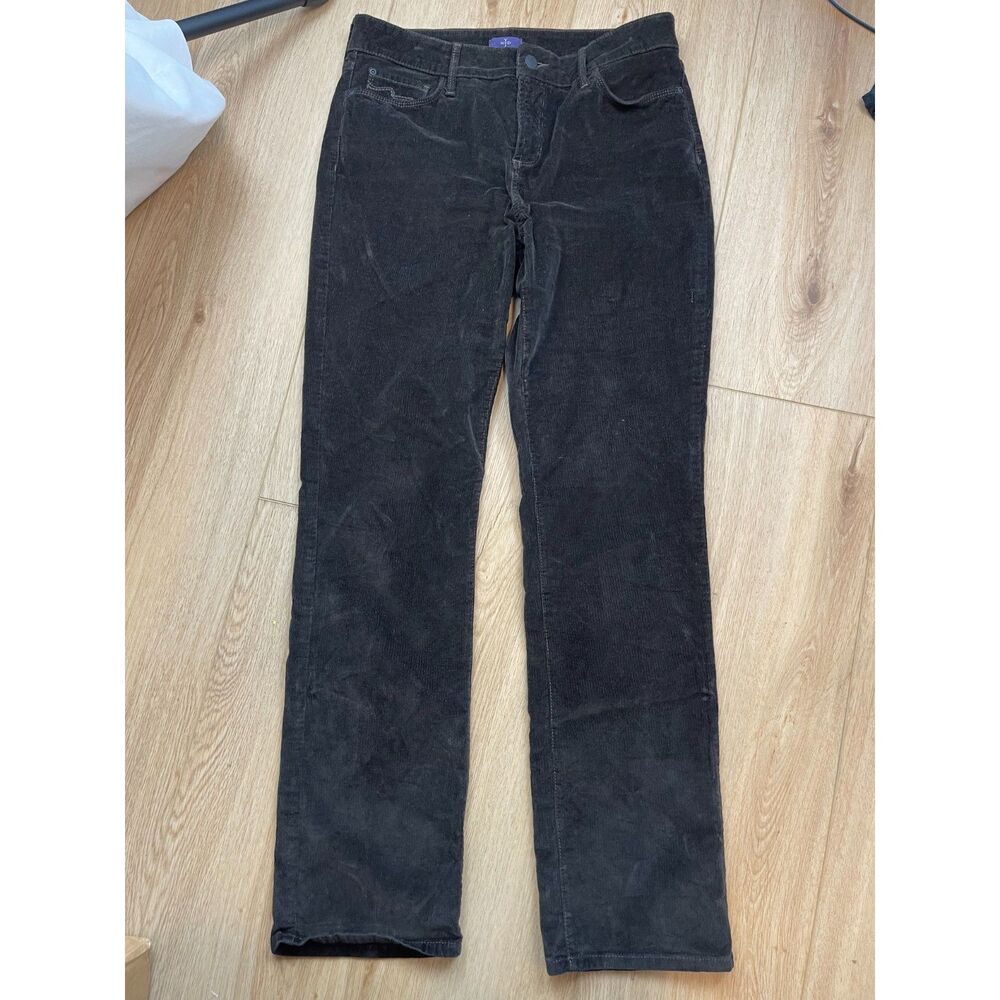 NYDJ Marilyn Straight Black Corduroy Pants Size 12 Classic Fit